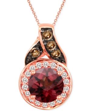 Le Vian Raspberry Rhodolite Garnet (1 Ct. T.w.) And Diamond Accent Pendant Necklace In 14k Rose Gold