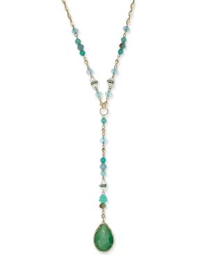 Lonna & Lilly Gold-tone Green Stone Beaded Lariat Necklace