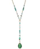 Lonna & Lilly Gold-tone Green Stone Beaded Lariat Necklace