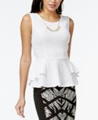 Thalia Sodi Textured Peplum Necklace Top, Only At Macy's