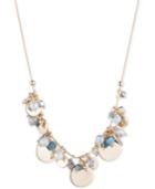Nine West Gold-tone Shaky Bead And Disc Collar Necklace