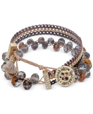 Lonna & Lilly Tri-tone Pave & Bead Wrap Bracelet