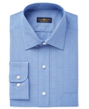 Club Room Estate Men's Classic-fit Wrinkle-resistant Blue Glen Plaid Dress Shirt, Only At Macy's