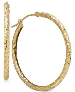 Round Tube Hoop Earrings In 10k Gold, 1 1/5 Inch