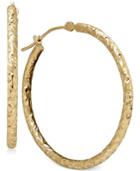 Round Tube Hoop Earrings In 10k Gold, 1 1/5 Inch