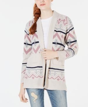 Hippie Rose Juniors' Printed Shawl-collar Cardigan