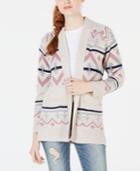 Hippie Rose Juniors' Printed Shawl-collar Cardigan