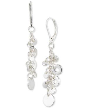 Nine West Silver-tone Shaky Disc Linear Drop Earrings