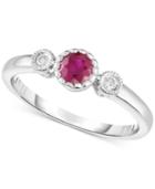 Ruby (3/8 Ct. T.w.) & Diamond Accent Ring In 14k White Gold