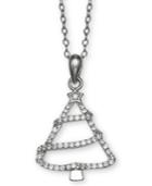 Giani Bernini Cubic Zirconia Christmas Tree 18 Pendant Necklace In Sterling Silver, Created For Macy's