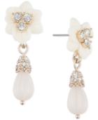 Marchesa Gold-tone Imitation Pearl & Crystal Flower Drop Earrings