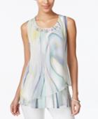 Jm Collection Printed Sleeveless Blouse, Only At Macy's