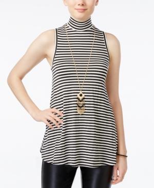 Bcx Juniors' High-neck Striped Necklace Top