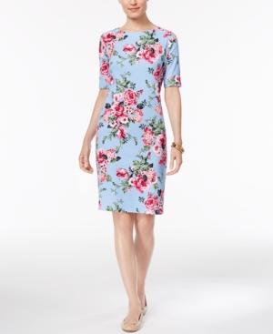 Karen Scott Rose-print T-shirt Dress, Only At Macy's