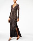 Xscape Beaded Side-slit Gown