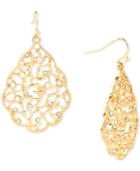 Charter Club Gold-tone Pave Open Scroll Drop Earrings, Created For Macy's