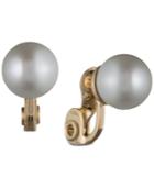 Anne Klein Gold-tone White Glass Pearl Clip-on Earrings