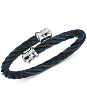 Charriol Twisted Cable Bypass Bracelet In Black And Dark Blue And Black Pvd Gunmetal Stainless Steel