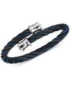 Charriol Twisted Cable Bypass Bracelet In Black And Dark Blue And Black Pvd Gunmetal Stainless Steel