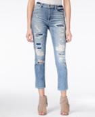 Guess Flower Child Ripped Cropped Medium Blue Wash Jeans