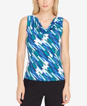 Tahari Asl Printed Cowl-neck Shell