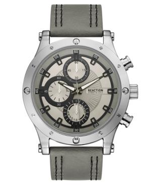 Kenneth Cole Reaction Men's Sport Gray Faux-leather Strap Watch 48mm