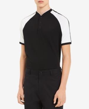Calvin Klein Men's Colorblocked Raglan-sleeve Crewneck Polo