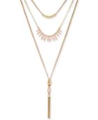 Lucky Brand Two-tone Brown Leather Triple-layer Necklace
