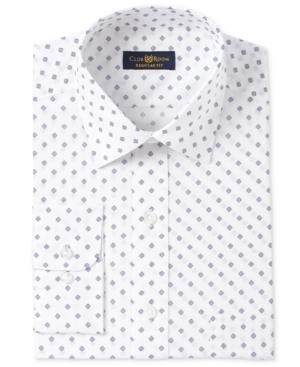 Club Room Men's Estate Classic/regular Fit White Print Wrinkle Resistant Dress Shirt, Only At Macy's