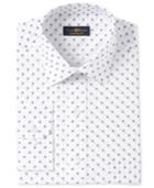 Club Room Men's Estate Classic/regular Fit White Print Wrinkle Resistant Dress Shirt, Only At Macy's