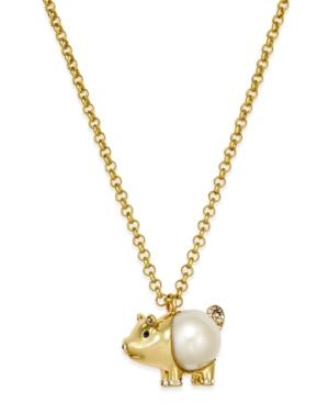 Kate Spade New York Gold-tone Imitation Pearl Pig Pendant Necklace