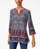 Charter Club Paisley-print Split-neck Tunic, Only At Macy's