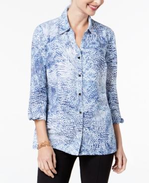 Jm Collection Printed Tie-sleeve Blouse, Created For Macy's