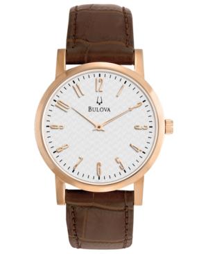 Bulova Watch, Men's Brown Leather Strap 38mm 97a106