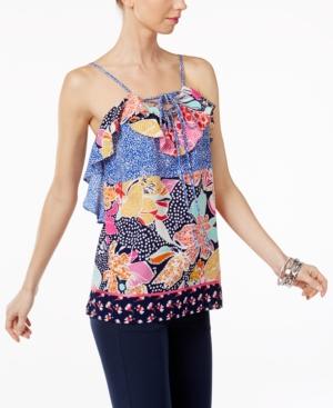 Ny Collection Mixed-print Lace-up Tank Top
