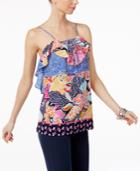 Ny Collection Mixed-print Lace-up Tank Top