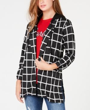 Almost Famous Juniors' Printed Ruched-sleeve Hoodie Jacket