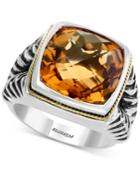 Final Call By Effy Men's Citrine Ring (9 Ct. T.w.) In Sterling Silver & 18k Gold