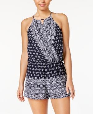 Bcx Juniors' Printed Faux-wrap Romper