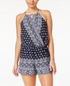 Bcx Juniors' Printed Faux-wrap Romper