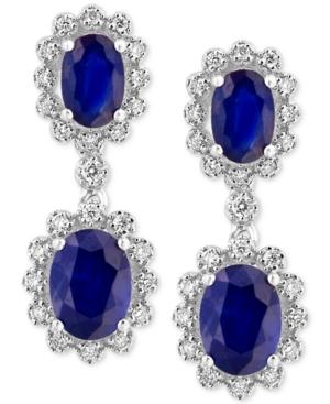 Royale Bleu By Effy Sapphire (3 Ct. T.w.) And Diamond (1/3 Ct. T.w.) Drop Earrings In 14k White Gold
