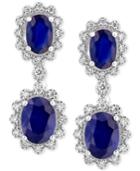 Royale Bleu By Effy Sapphire (3 Ct. T.w.) And Diamond (1/3 Ct. T.w.) Drop Earrings In 14k White Gold