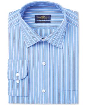 Club Room Men's Classic/regular Fit French Blue Lilac Stripe Dress Shirt, Created For Macy's