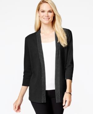 Jm Collection Stud-trim Flyaway Cardigan