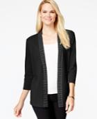 Jm Collection Stud-trim Flyaway Cardigan