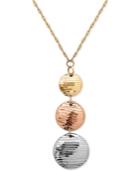 Tri-tone Beaded Pendant Necklace In 14k White, Yellow And Rose Gold