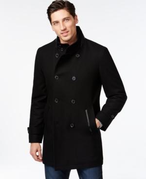 Inc International Concepts Men's Faux-leather Pieced Peacoat, Only At Macy's