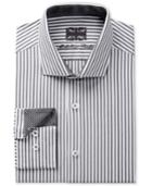 Michelsons Men's Slim-fit Charcoal White Stripe Dress Shirt