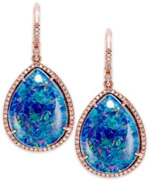 14k Rose Gold Earrings, Opal Triplet And Diamond (1/2 Ct. T.w.) Earrings