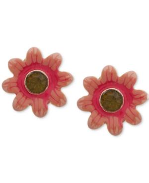 Anne Klein Gold-tone Stone Multicolor Flower Clip-on Earrings